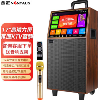 金正 A12 户外广场舞音响带显示屏家用k歌wifi触屏蓝牙便携移动ktv拉杆音箱直播视频机播放器点歌机 带话筒